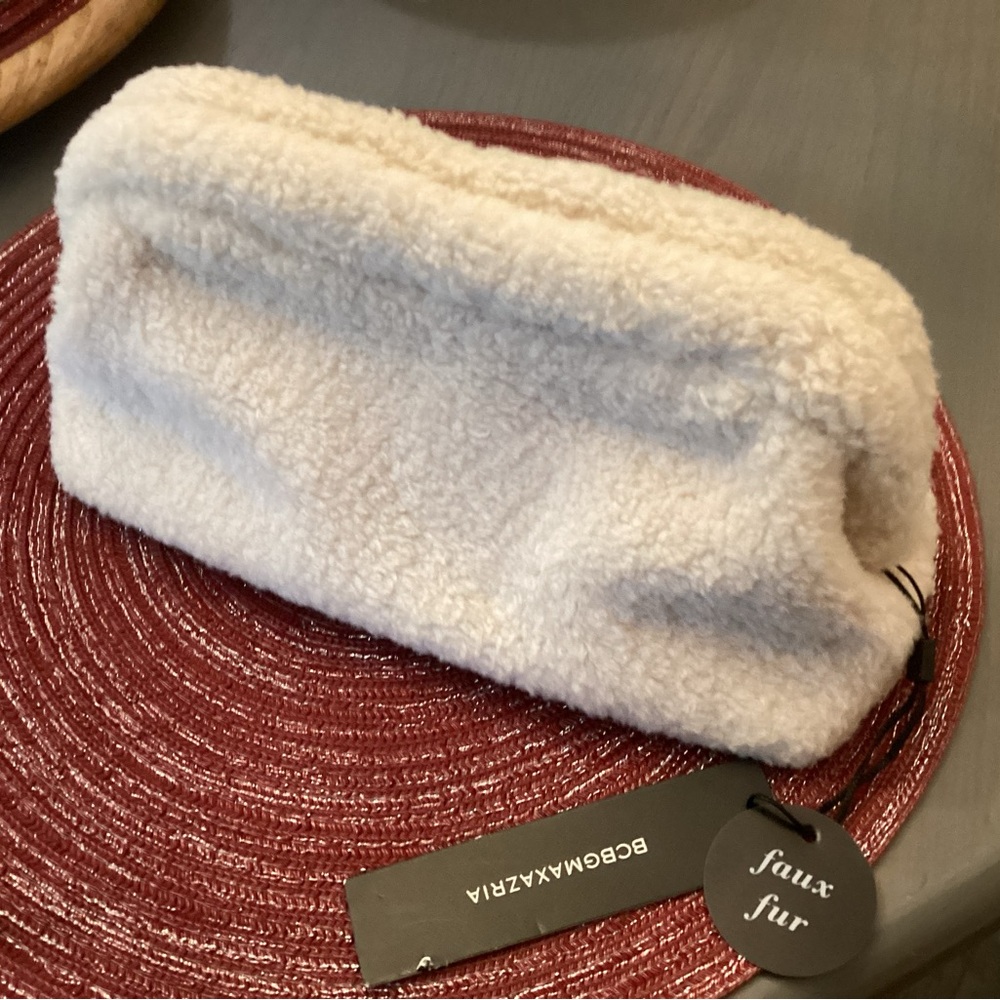 BCBGMaxAzria Cream Sherpa Clutch